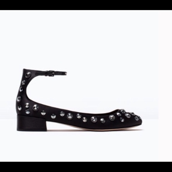 NWT Zara black studded ballerinas - Picture 2 of 6